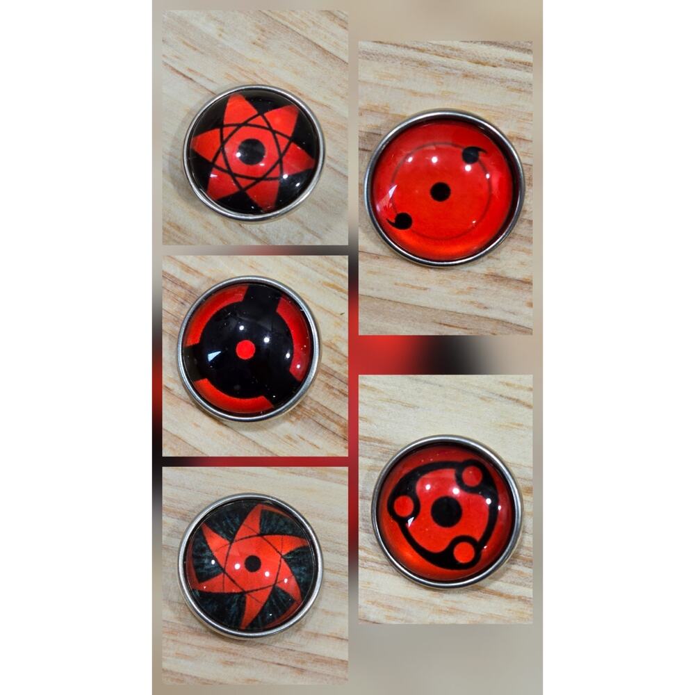 5 Snap Jewelry Buttons Naruta Anime Sharingan Fits Ginger Noosa Accessories